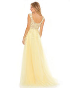 Mac Duggal Embellished Illusion
Bustier A Line Gown 11201 Yellow SZ 10 $598