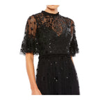 Mac Duggal 9143 Embellished Illusion High Neck Mini Dress – Black – Size 14