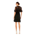 Mac Duggal 9143 Embellished Illusion High Neck Mini Dress – Black – Size 14
