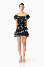 ELLIATT Melissa Tiered Mini Dress in Black Sz Small $268