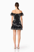 ELLIATT Melissa Tiered Mini Dress in Black Sz Small $268