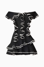 ELLIATT Melissa Tiered Mini Dress in Black Sz Small $268