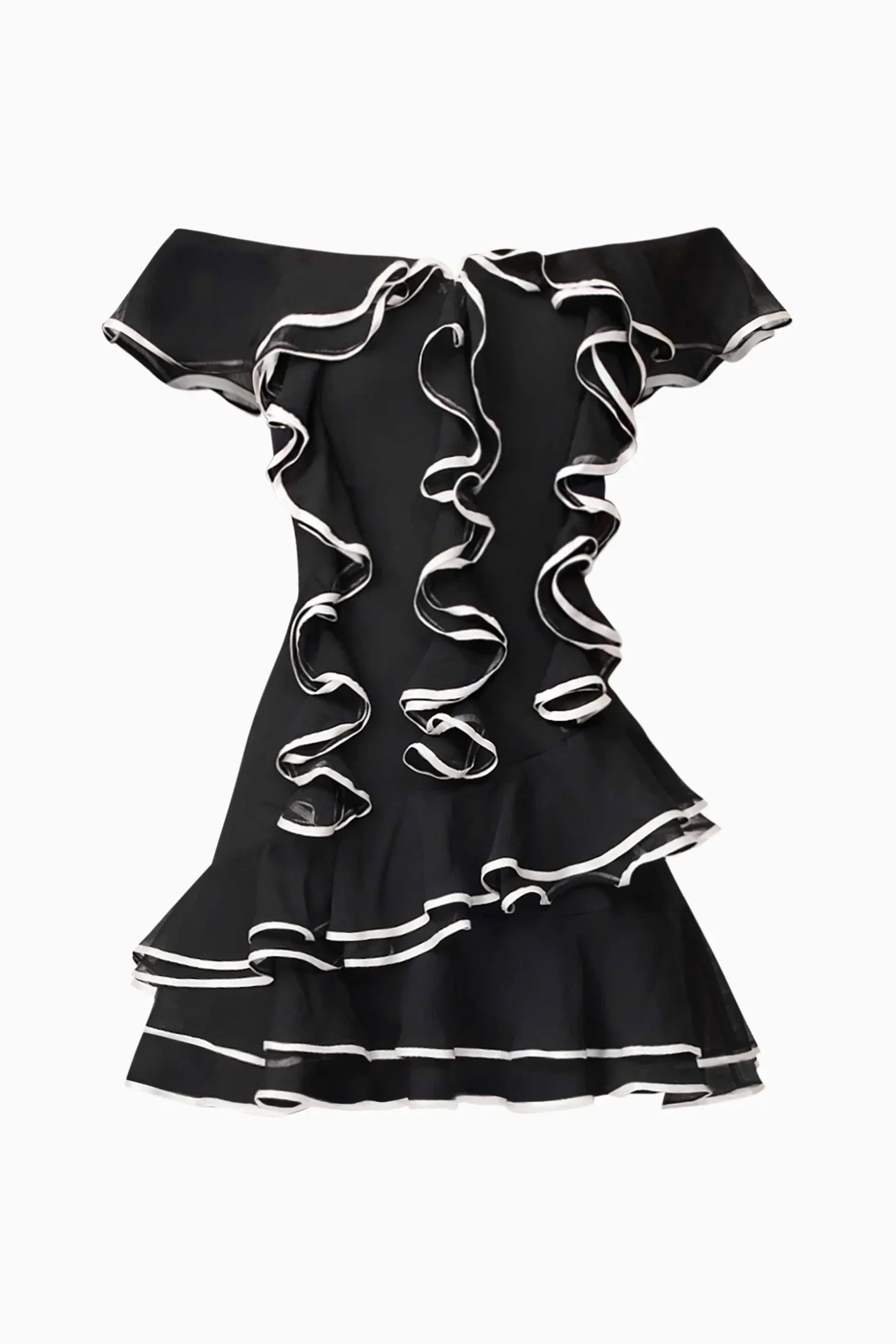 ELLIATT Melissa Tiered Mini Dress in Black Sz Small $268