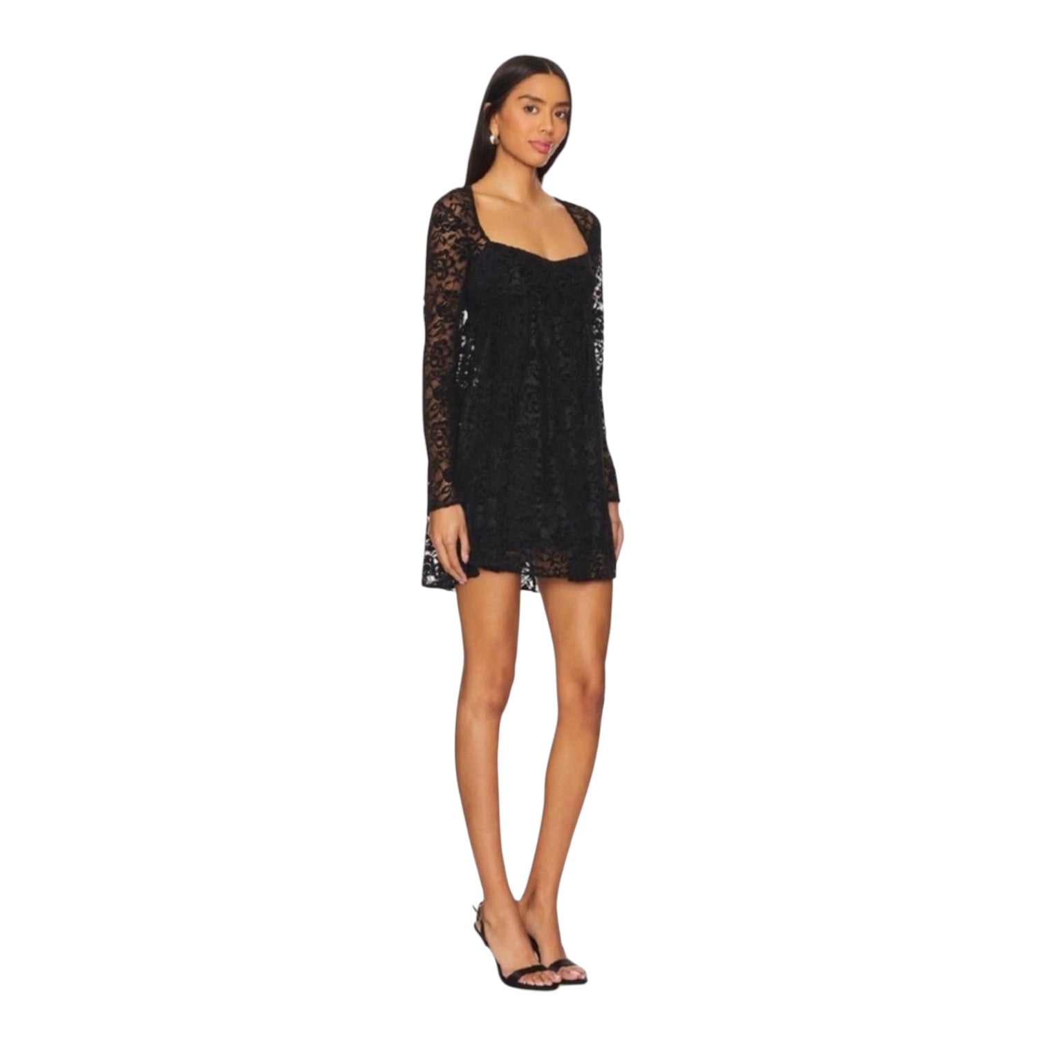 Amanda Uprichard Monet Dress Black Lace Long Sleeve Mini Size Small