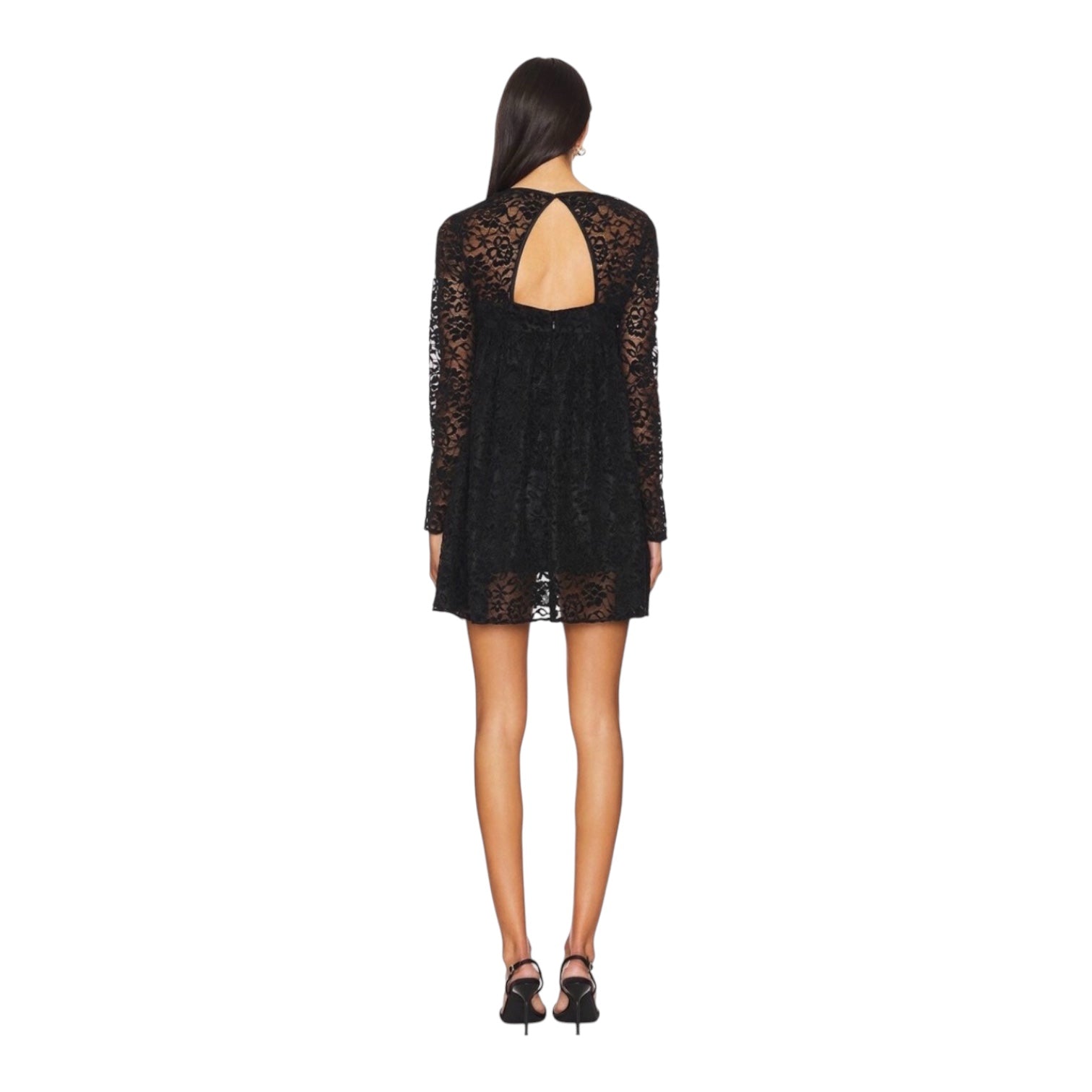 Amanda Uprichard Monet Dress Black Lace Long Sleeve Mini Size Small