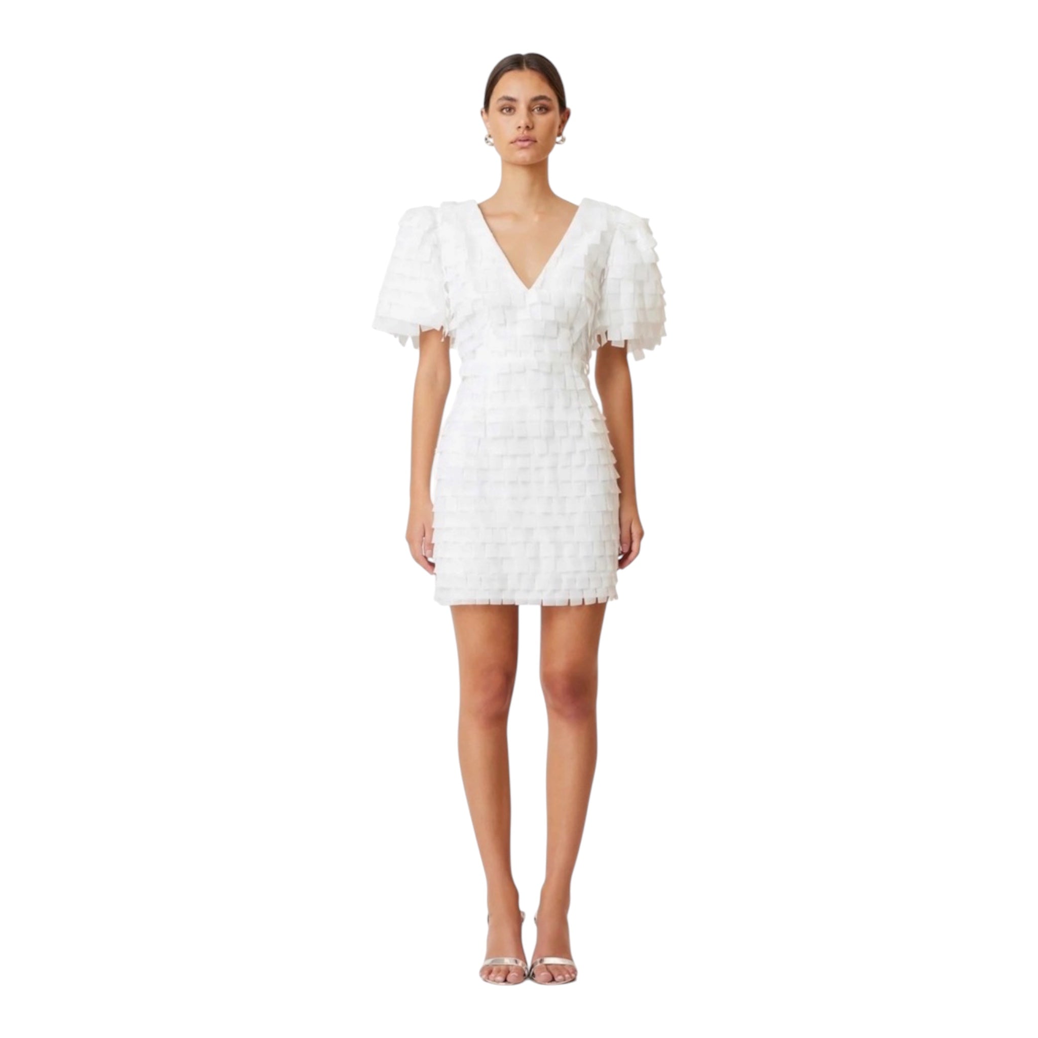Elliatt Hailey Textured 3D Mini Dress In White Sz Medium