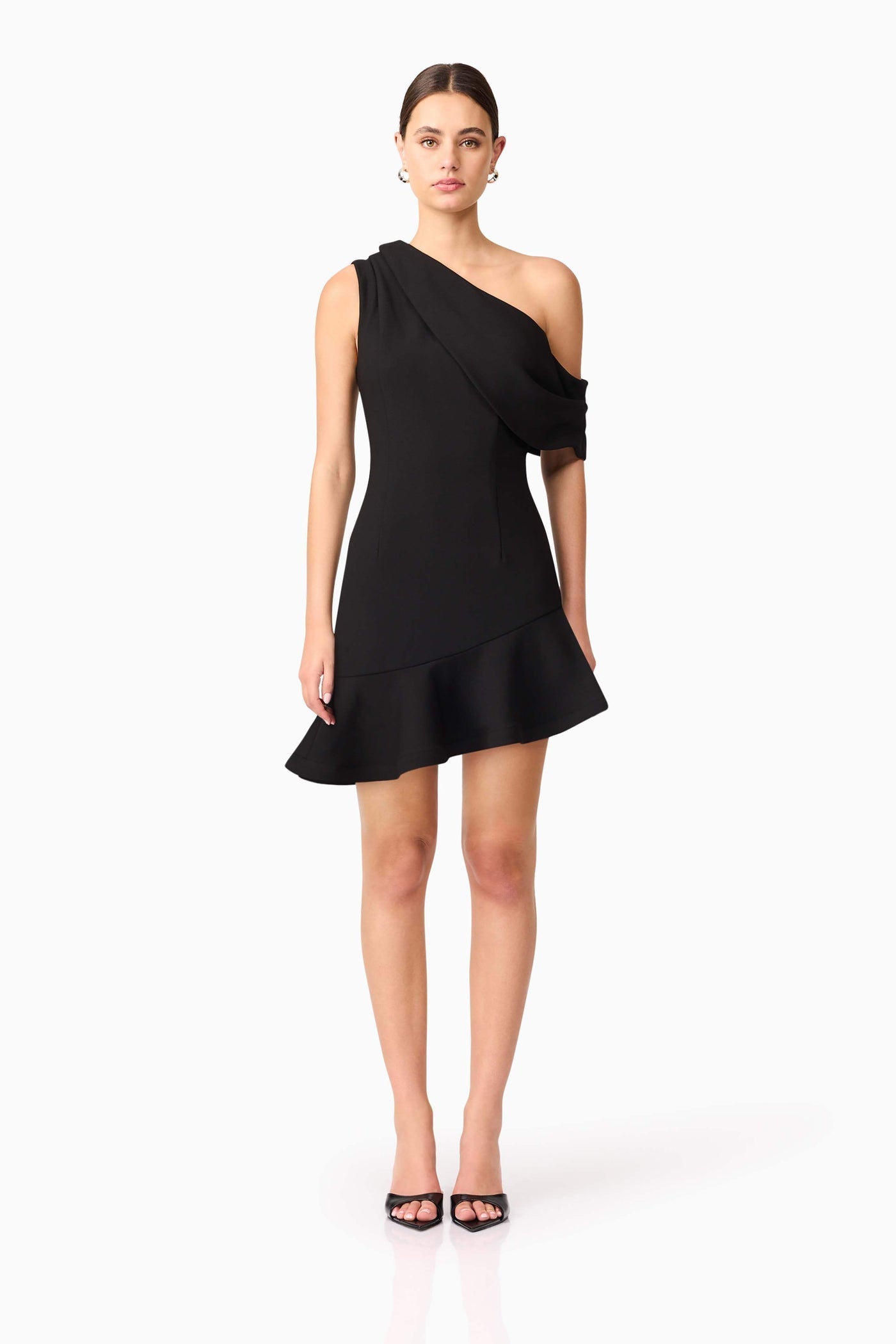 ELLIATT Ava Asymmetrical Mini Dress in Black Sz Small 
$278