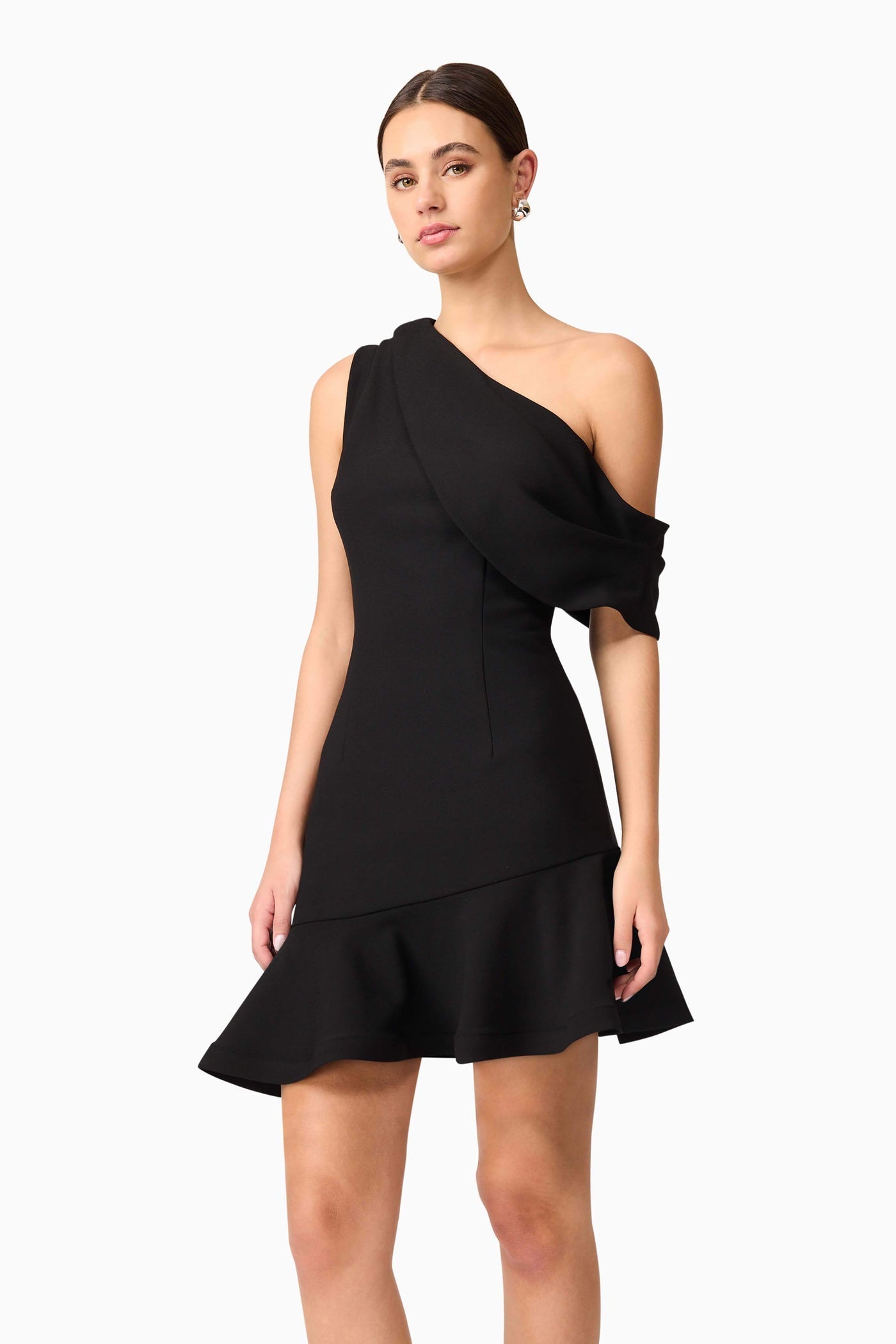 ELLIATT Ava Asymmetrical Mini Dress in Black Sz Small 
$278