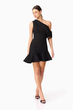 ELLIATT Ava Asymmetrical Mini Dress in Black Sz Small 
$278
