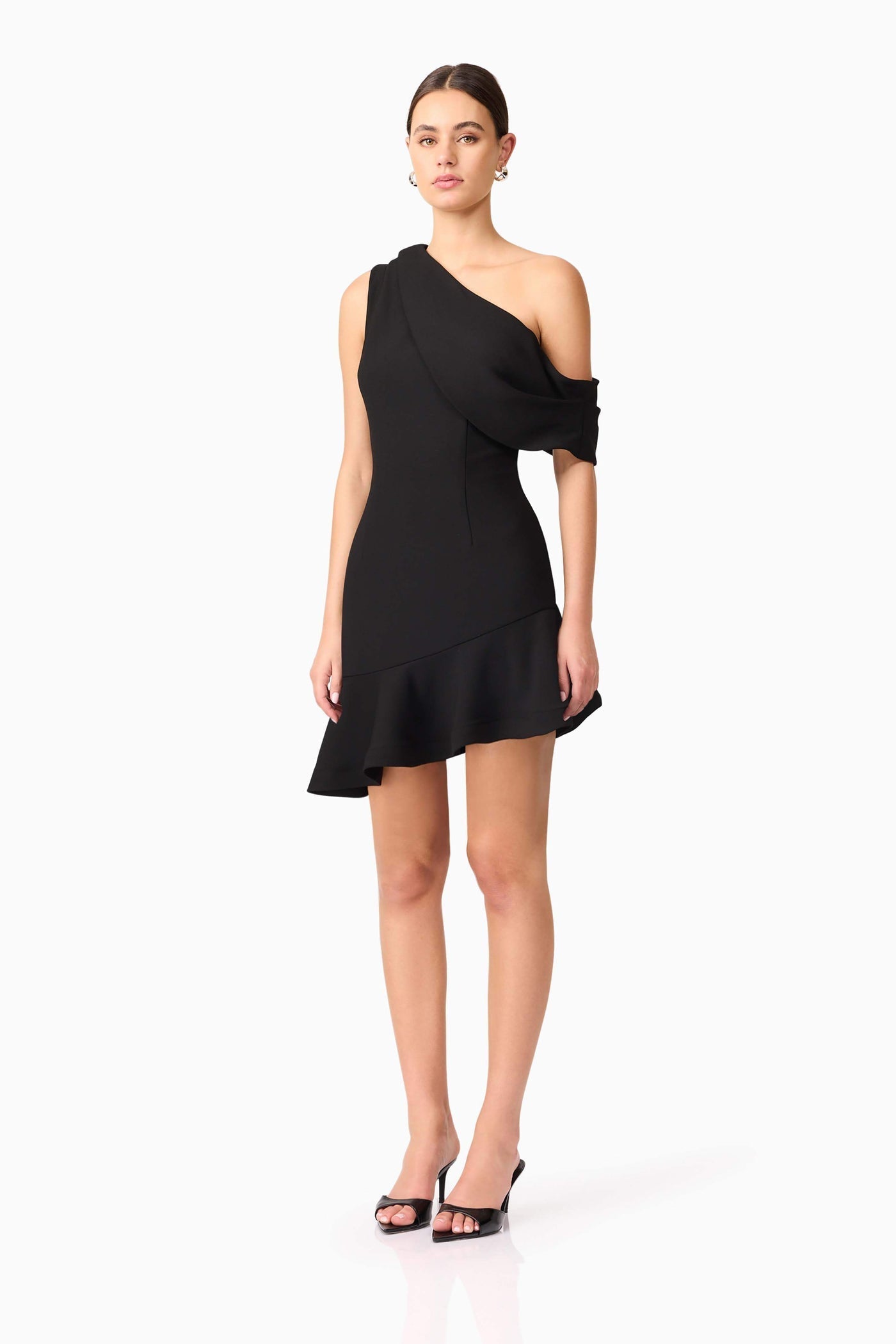 ELLIATT Ava Asymmetrical Mini Dress in Black Sz Small 
$278