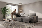 Lucious Gray Double Slider Power Sectional Sofa w/ Storage LAF Chaise