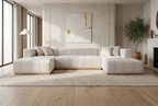 Montecito Ivory Velvet Double Chaise "U" Shape Sectional Sofa