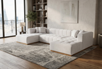 Montecito Ivory Velvet Double Chaise "U" Shape Sectional Sofa
