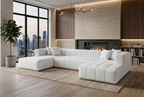 Montecito Ivory Velvet Double Chaise "U" Shape Sectional Sofa