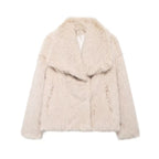 Women's Faux Fur Coat with Large Lapel Trendy
