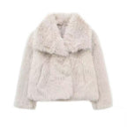 Women's Faux Fur Coat with Large Lapel Trendy