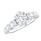 1.2 Carat Oval Cut Moissanite Side Stone Engagement Ring