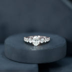 1.2 Carat Oval Cut Moissanite Side Stone Engagement Ring