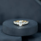 1.2 Carat Oval Cut Moissanite Side Stone Engagement Ring