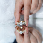 1.2 Carat Oval Cut Moissanite Side Stone Engagement Ring