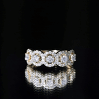 Certified Round Cut Moissanite Halo Classic Band Ring