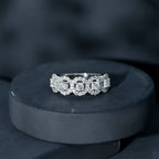Certified Round Cut Moissanite Halo Classic Band Ring