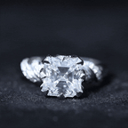 3 Carat Asscher Cut Moissanite Solitaire Engagement Ring in Petal Prong Setting