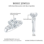 3 Carat Asscher Cut Moissanite Solitaire Engagement Ring in Petal Prong Setting