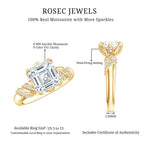 3 Carat Asscher Cut Moissanite Solitaire Engagement Ring in Petal Prong Setting