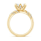 3 Carat Asscher Cut Moissanite Solitaire Engagement Ring in Petal Prong Setting