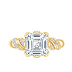 3 Carat Asscher Cut Moissanite Solitaire Engagement Ring in Petal Prong Setting