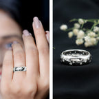 Scatter Moissanite Wedding Wide Band Ring