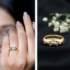 Scatter Moissanite Wedding Wide Band Ring
