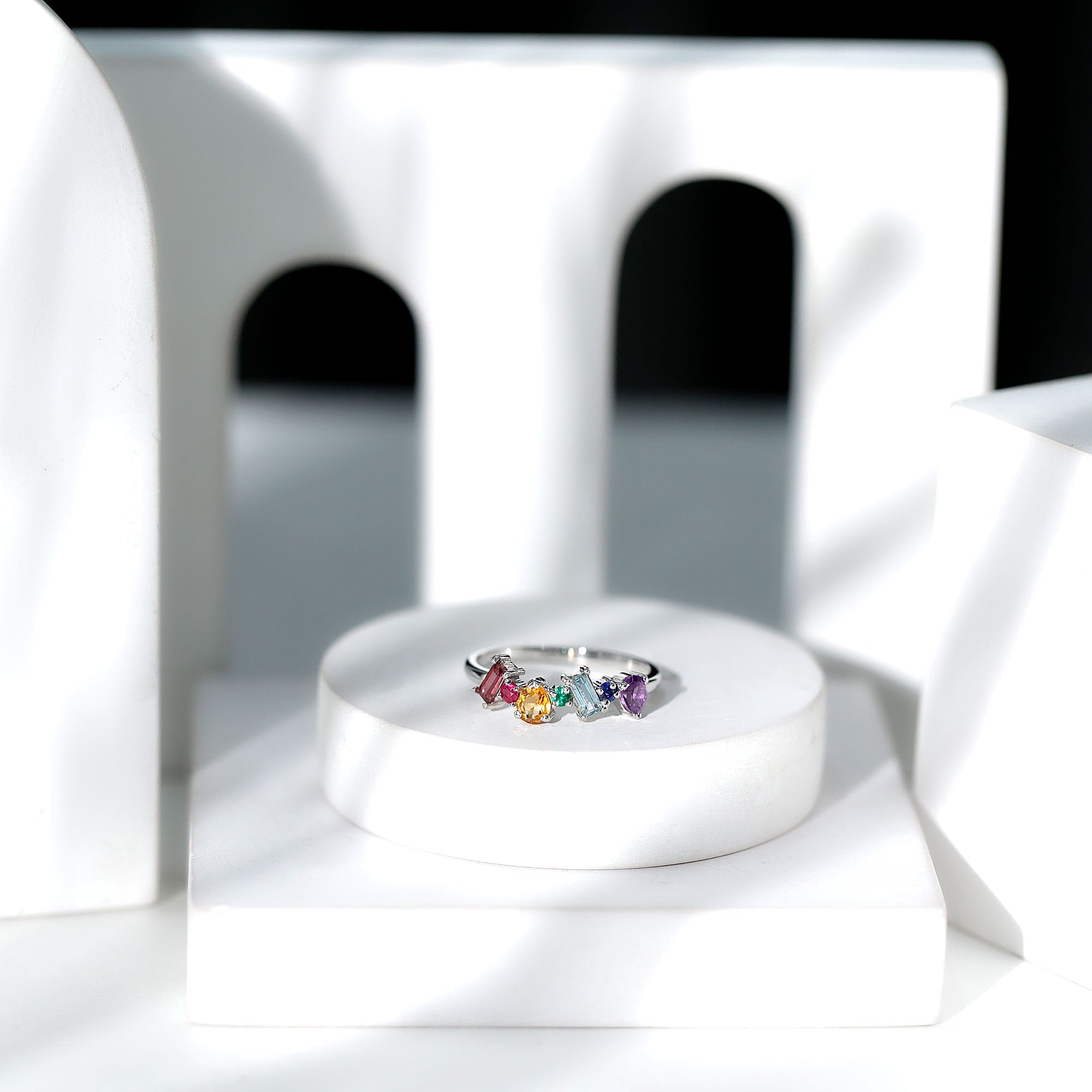 Natural Multi Gemstone Promise Ring for Women