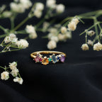 Natural Multi Gemstone Promise Ring for Women