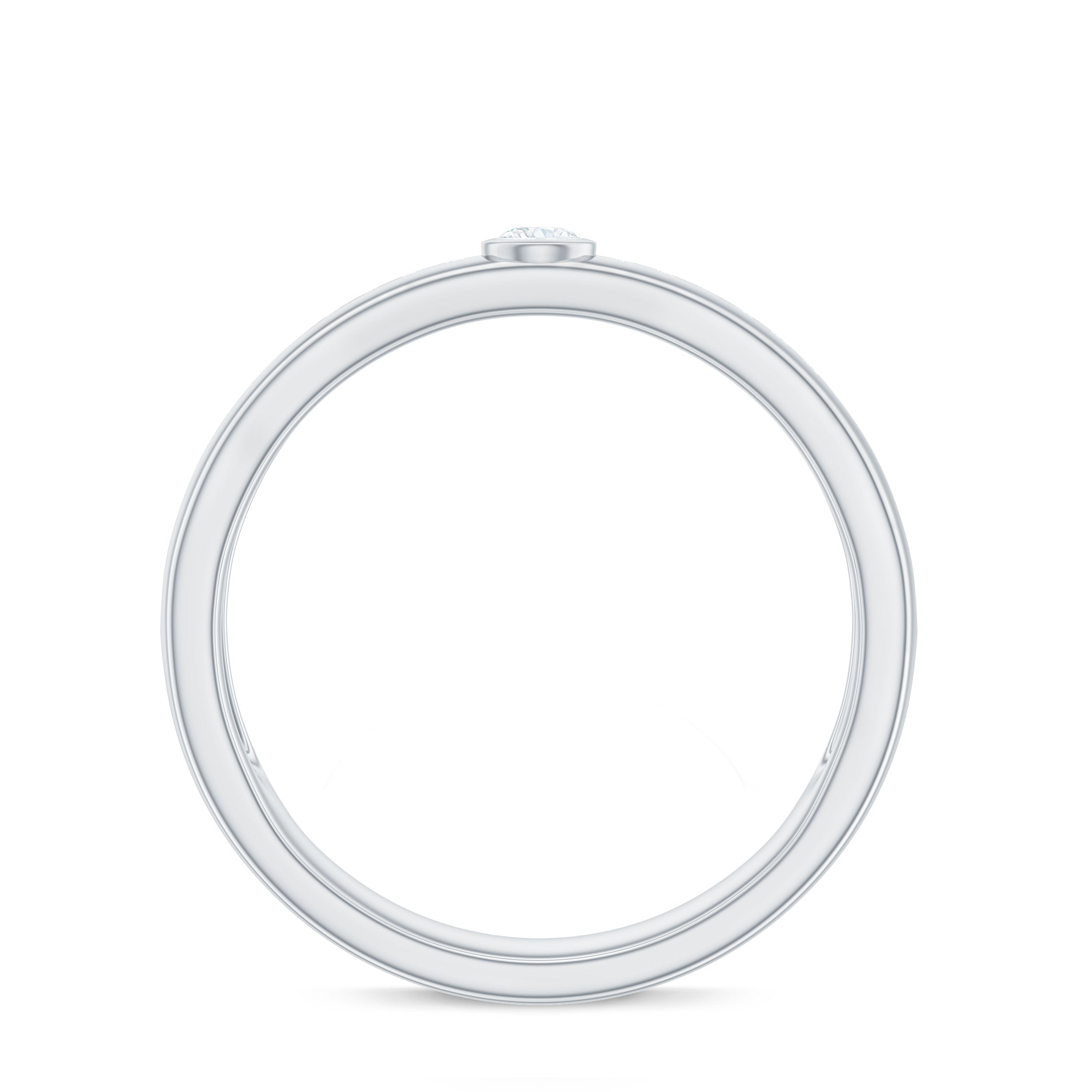Bezel Set Moissanite Unisex Wedding Band Ring