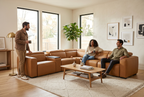 Rally Pro Caramel 6-Piece Power Reclining Sectional with Console and Immersive Sound System