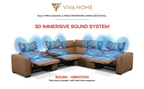 Rally Pro Caramel 6-Piece Power Reclining Sectional with Console and Immersive Sound System