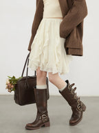 Women's Loose High Waist Irregular Lace Summer Skirt