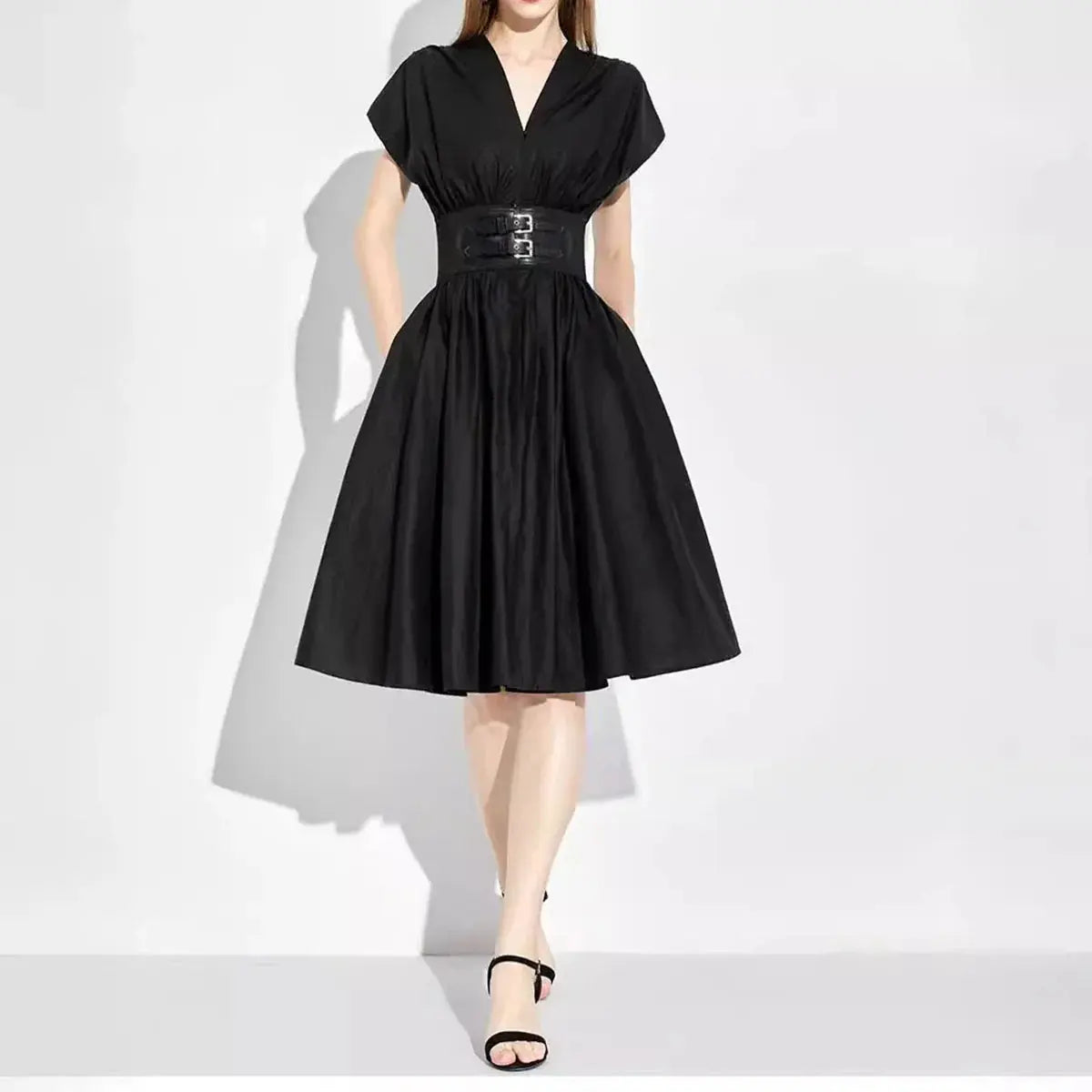 The Essential Black V-Neck Summer Dress