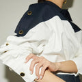 Contrast Patchwork Long-Sleeve Blouse