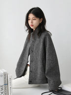 Retro Short Woolen Coat Stand-Up Collar Winter Jacket