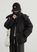 White Duck Down Hooded Coat Warm Winter Overcoat