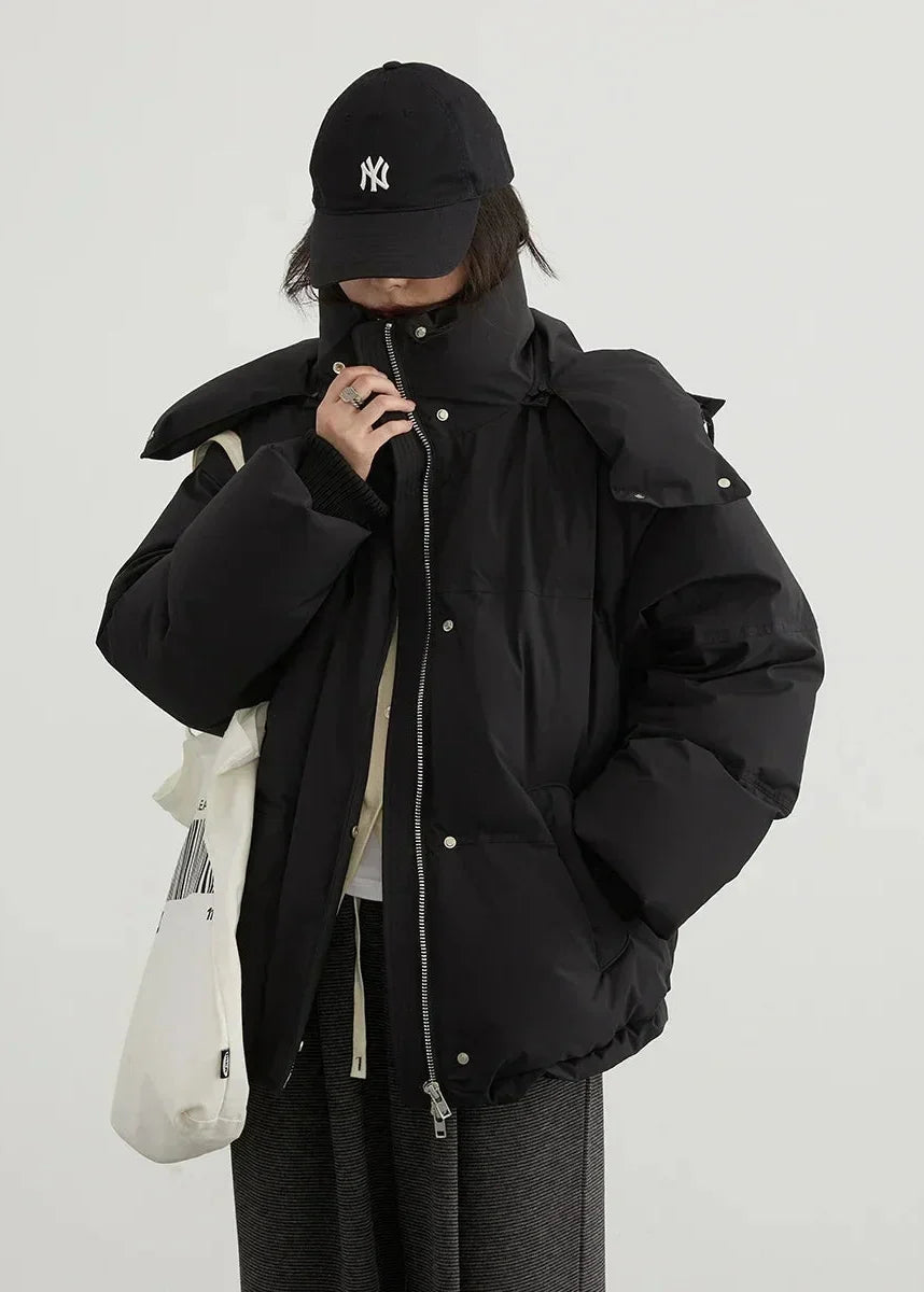 White Duck Down Hooded Coat Warm Winter Overcoat