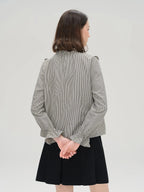 Sweet French Style Ruffled Plaid Shirt for Women