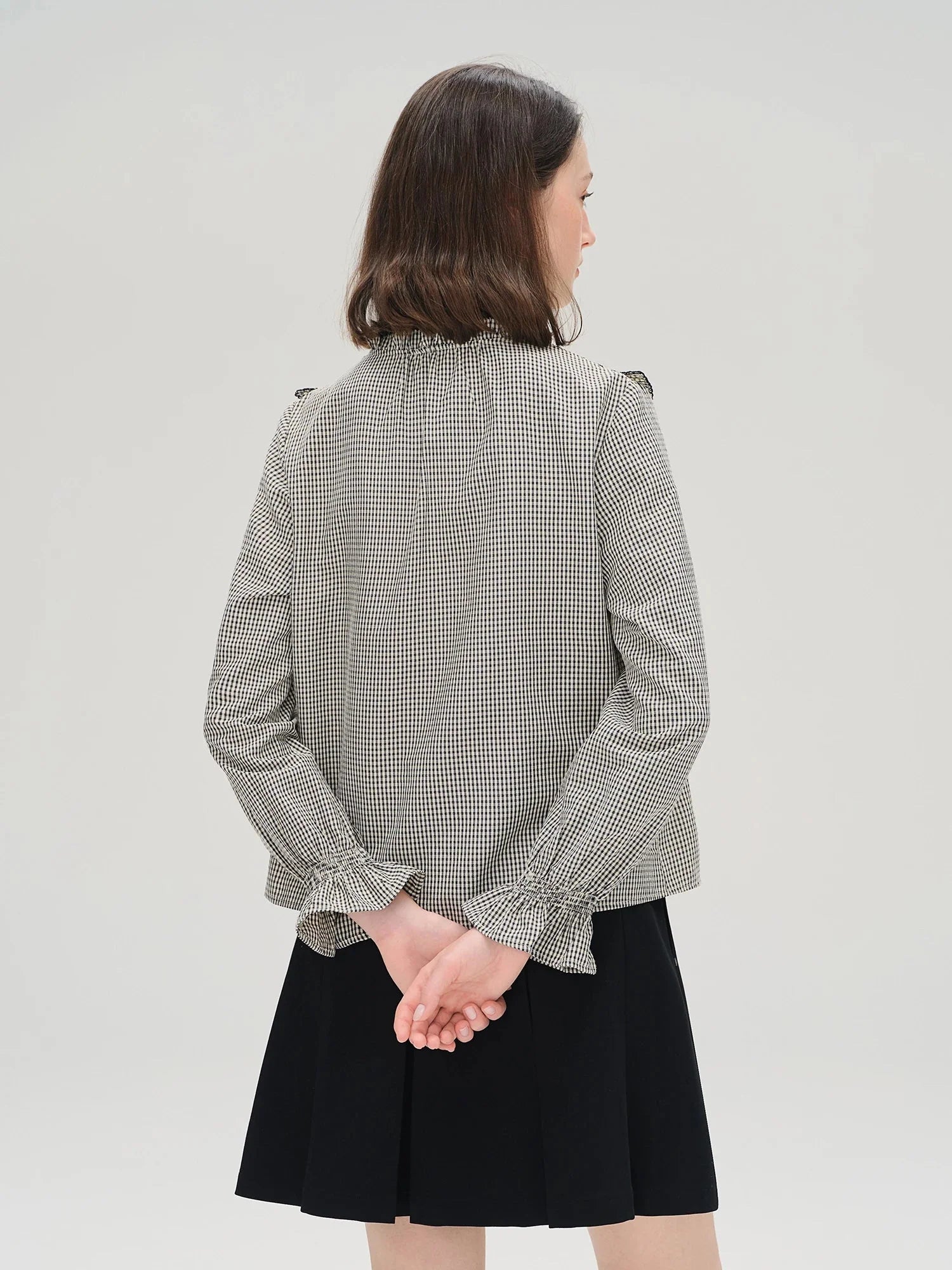 Ruffled Plaid Shirt Sweet Autumn Long Sleeve