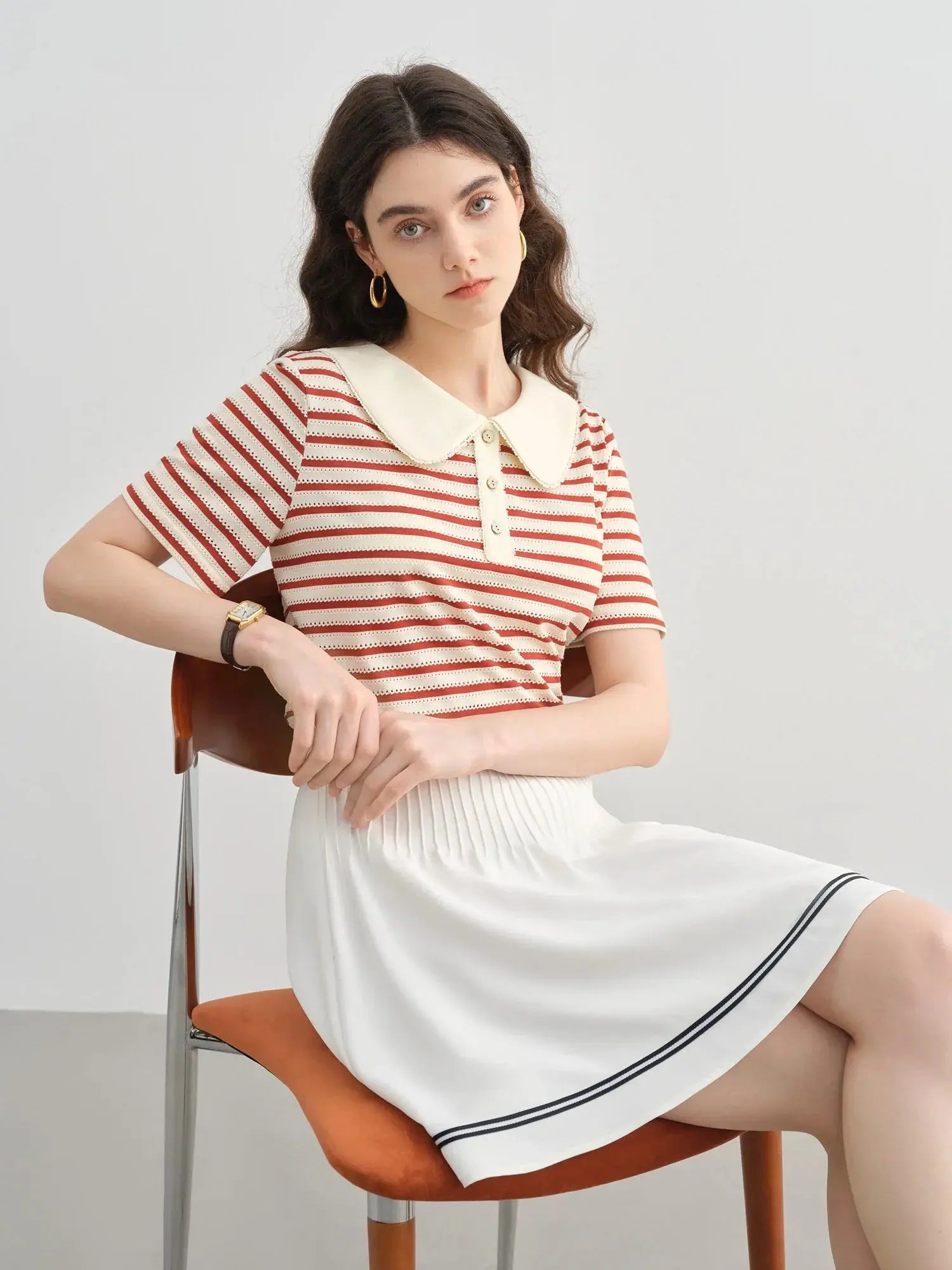 Plus Size Striped Short-Sleeved Top