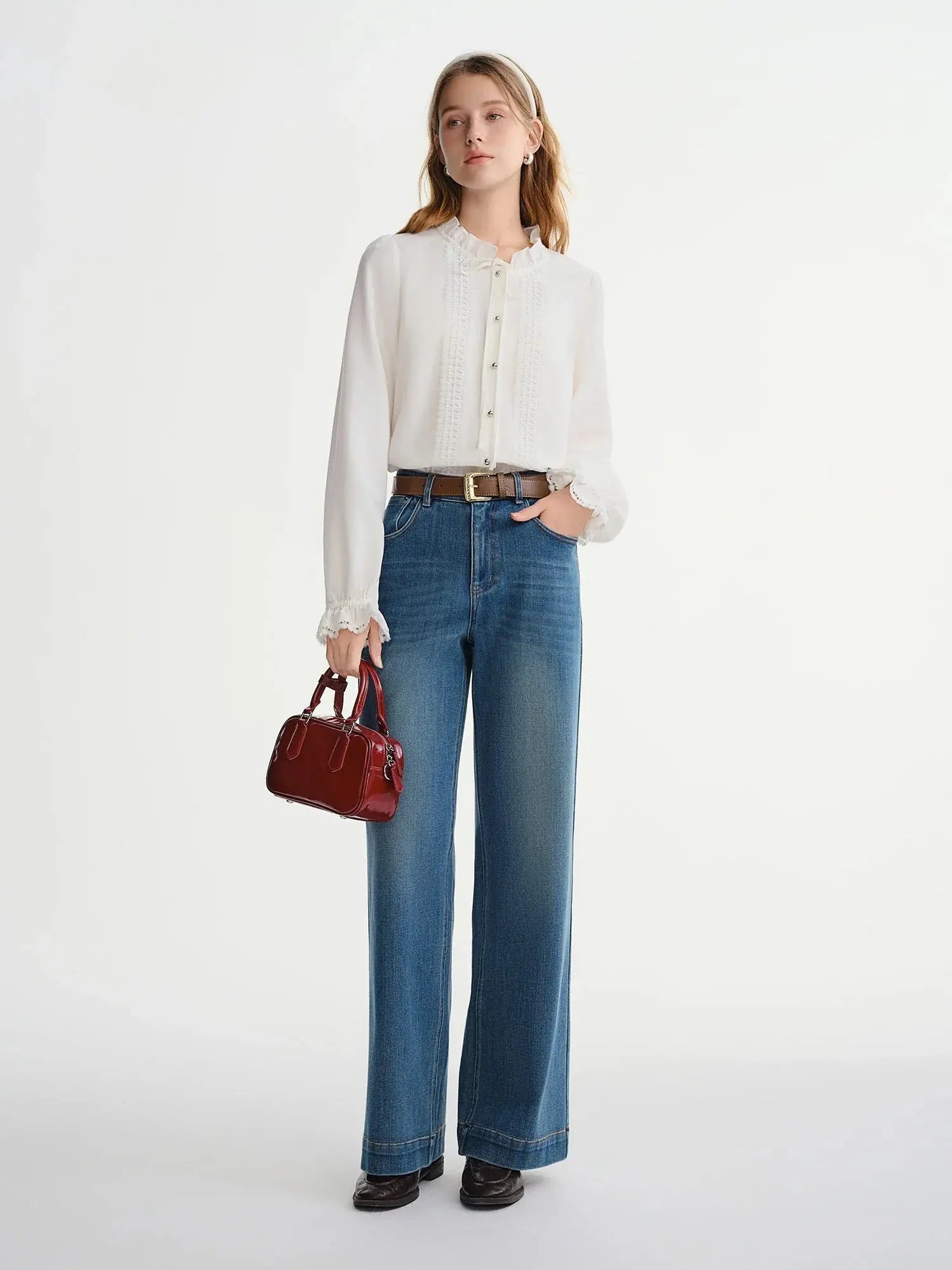 French-Style Tie-Front White Shirt