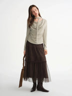 Ethereal Three-Color Mesh Straight Skirt