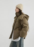 White Duck Down Hooded Coat Warm Winter Overcoat